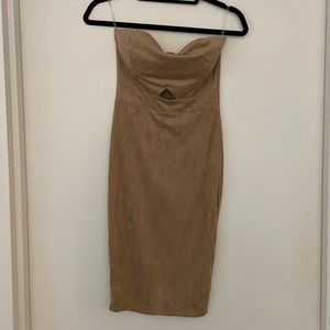 Lights brown faux suede dress